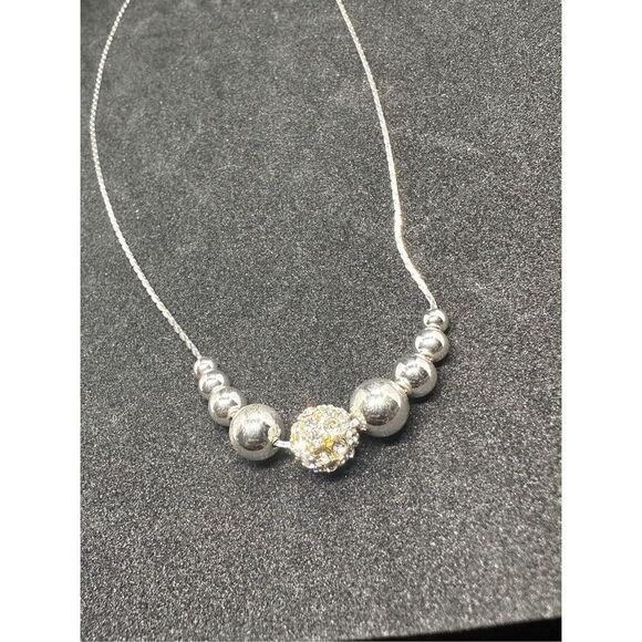 Beautiful Vintage Silver with silver Beads NECKLACE Good Condition - Picture 2 of 7